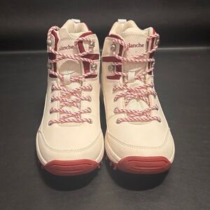 Avalanche White and Red Ankle Boots